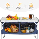 ZNTS 4 Ft Folding Camping Table with Storage 52149986