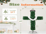 5FT Green Cross-Shaped Christmas Tree with Scarf & Headband, PVC 446 Tips, DIY 100 Warm White LED 03461408