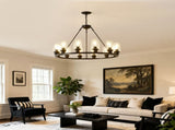 Black Wagon Wheel Chandelier 34.25Inch Modern Farmhouse Glass Pendant Light 12-Light Ceiling Hanging W5008P468521