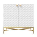 White Modern 2-Door Locker Accent Cabinet with Tapered Metal Feet T3609P333096