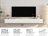 Floating TV Stand, Wall Mounted TV Shelf with Led Lights & Power Outlet, Cabinet for tv Stands for W1321P311892