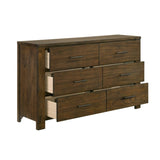 ZNTS Dresser of 6x Drawers Wooden Bedroom Furniture 1pc Wire Brushed Oak Finish B011P261185