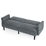 ZNTS Velvet Futon Couch Convertible Folding Sofa Bed Tufted Couch with Adjustable Armrests for Apartment W1413P147472
