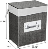 ZNTS Laundry Hamper with Lid Laundry Basket with Handles Liner Bag Paper Woven Hampers for Laundry 46613192