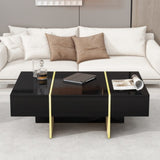 ON-TREND 47.2'' x 31.4''Minimalist High Gloss Coffee Table with 2 Drawers, Multi-Storage Rectangle N721P180693B
