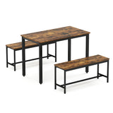 ZNTS Dining Table Set, Bar Table with 2 Dining Benches, Table Counter with Chairs, Industrial for W1668P143137