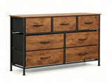 7-Drawer Fabric Dresser Storage Tower, Wide Chest Organizer with 2-Size Drawers, Sturdy Metal Frame 65531605