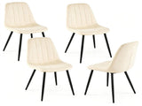 Set of 4 Mid-Century Modern Upholstered Dining Chairs, High Resilience Sponge Curved Seat Sturdy 68870185