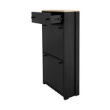 Functional Entryway Organizer with 2 Flip Drawers, Wood Grain Pattern Top Shoe Cabinet with Drawer, 98388469