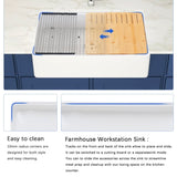 Fireclay 33" L X 20" W Workstation Farmhouse Kitchen Sink With Accessories W122567038