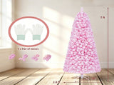 7 FT Pre-Lit Flocked Pink Christmas Tree with 8 Lighting Modes Warm White LED Lights, Hinged 48782658