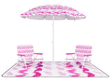 4-Piece Beach Set with 6.2ft Sun-Proof Umbrella, 2 Folding Chairs & 80"x80" Waterproof Blanket-Pink 29218585