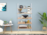 5-Shelf Wood Ladder Bookcase with Metal Frame, Industrial 5-Tier Modern Ladder Shelf Wood 89161253
