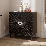 Modern Eye Pattern Accent Cabinet - 2-Door Wooden Storage Cabinet with Adjustable Shelves & T3833P366564