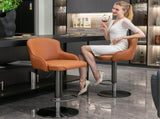 Black Titanium Stainless Steel Bar Stools,Grade Modern Leather Bar Chair with Backrest,Swivel 93711503