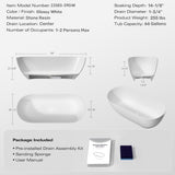 59" Freestanding Solid Surface Bathtub, Luxury Man-made Stone Resin Freestanding Soaking Bathtub W1573142950