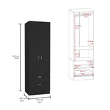 Vico 76" High Armoire Wardrove Closet with 2 Drawers, Double Door Cabinet , One Shelf and Hanging B200P188837