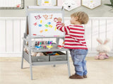 Gray 3-in-1 Art Easel with Magnetic Chalkboard and Whiteboard 21426937