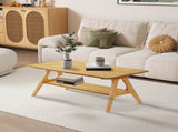 Arona Mid-Century Modern Wood Shelf Coffee Table T2574P510868
