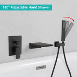 ZNTS Modern Style matte black Wall Mount Tub Filler Bathroom Bathtub Faucet Shower Set W121984826