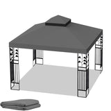 10x10 Ft Outdoor Patio Gazebo Replacement Canopy,Double Tiered Gazebo Tent Roof Top Cover Only W41939706