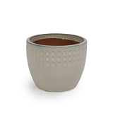 Handmade Ceramic Flower Pot Set of 3, 15/12/9 Inch Diameter, White Diamond Pattern, for Succulents W3273P321485