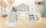 ZNTS Kids Slide Playset Structure, Castle Climber with Slide and Basketball Hoop, Toy Storage Organizer 95542219