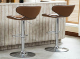 Masaccio Upholstery Airlift Adjustable Swivel Barstool with Chrome Base, Set of 2, Camel T2574P164834