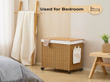 125L Laundry Hamper with Lid and Wheels, Woven Rattan Rolling Laundry Hamper 66774559