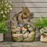 CALLAN FOUNTAIN Weather Resistant Floor Fountain with Light, Light Brown Moss 71777.00LM