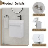 18'' Floating Wall-Mounted Bathroom Vanity with White Resin Sink & Soft-Close Cabinet Door W99936243