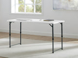 4 Foot Adjustable Height Folding Plastic Table, White 85528230