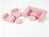 1 PC Kids Modular Sofa Set, 1 Table & 2 Chairs with 2 Round Cushions, Pink Corduroy Kids Sofa 37889125