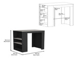 Kitchen Island, Kitchen Bar Table 36" H, with 3-Side Shelves, White, Wengue/ Ibiza Marble Color B097133052