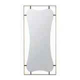 28x1.5x60" Poppy Mirror with Gold Metal Frame Contemporary Design Wall Decor for Bathroom, Entryway W2078124326
