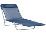 Folding Chaise Lounge Pool Chair, Patio Sun Tanning Chair, Outdoor Lounge Chair with 6-Position W2225141506