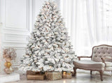 7FT Flocked Christmas Tree with 500 UL Lights and 45 Natural Pine Cones Snowy PVC Tips, 1124 Tips, T3637P598632