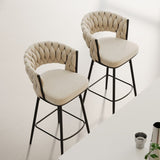 360&degSwivel Bar Chairs set of 2, equipped with soft cushioned backrest counter stool, metal leg W1727P234203