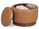Brown 360&deg Swivel Storage Ottoman, 43.1845.72cm Faux Leather Vanity Stool with 26.50L Hidden 48888737