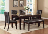 ZNTS Espresso Finish 1pc Dining Bench Faux Leather Upholstered Button-Tufted Top Seat Transitional Dining B01165810