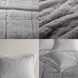 Full/Queen Ombre Shaggy Long Fur Comforter Mini Set B03595982