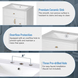 24-Inch Bathroom Vanity with Ceramic Sink, 1 Soft Close Door, 2 Soft Close Drawers, and Double N729P192078K