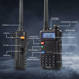 BAOFENG Portable Walkie Talkie UV-5R, Handheld Ham Radio Long Range 8W High Power, Rechargeable 69038925