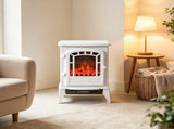 White Freestanding Electric Fireplace Heater, Lifelike Realistic Flame Effect, Safe Overheat 17831583