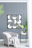 35.6" in Eclectic Styling Metal Beaded Black Wall Mirror with Contemporary Design for W2078124371
