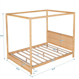 ZNTS Queen Size Canopy Platform Bed with Headboard and Support Legs,Natural WF293230AAM