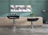 Set of 2 Bar Stools,with Chrome Footrest and Base Swivel Height Adjustable Mechanical Lifting Velvet 06163540