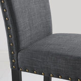 Biony Fabric Bar Stools with Nailhead Trim, Set of 2, Grey T2574P164853