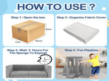 12 PCS Modular Kids Play Couch, DIY Convertible Foam Play Toddler Building Fort Sectional T5880P493403