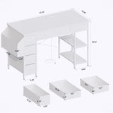 47" Computer Desk With Power Outlet,Writing Desk,Home Office desk,Vanity table with 7 Fabric W2887P240017